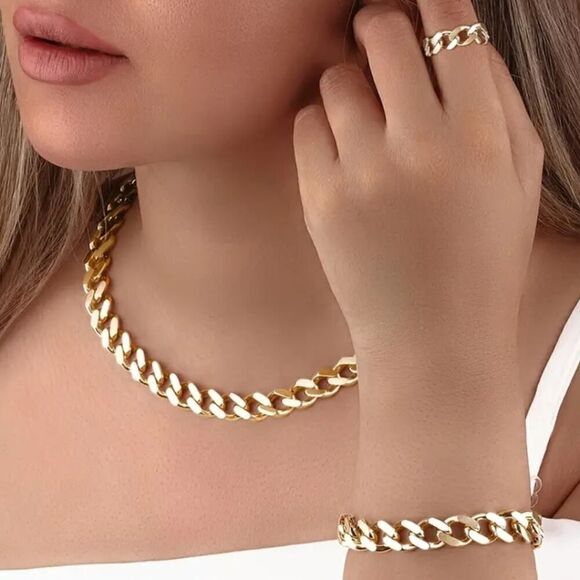 3-Piece Chunky Chain Jewelry Set - Picture 2 of 10